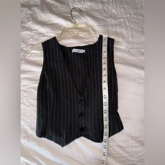 Adika Like New Black Lucille Pinstripe Vest & Pants Set